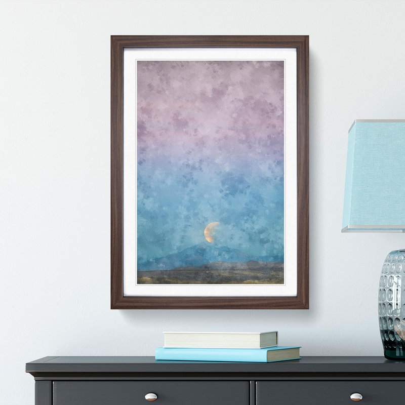 Super Blue Blood Moon Eclipse - Picture Frame Graphic Art Print, 87cm H x 62cm W x 2cm D, Walnut Framed