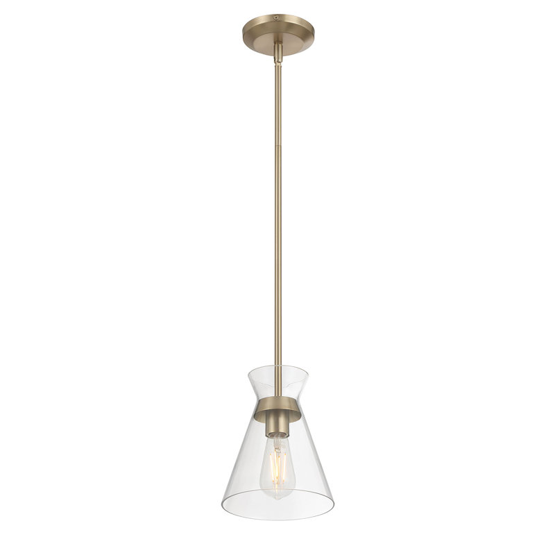 Mini-luminaire suspendu 1 lumière Amarella, H 45,2 po x l 7 po x P 7 po, Or moderne