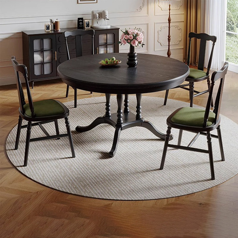 French elegant solid wood round table set