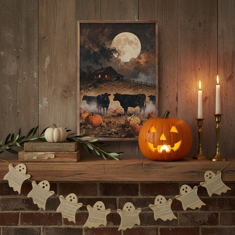 Cattle Under The Fall Moon, H 8 po x l 5 po