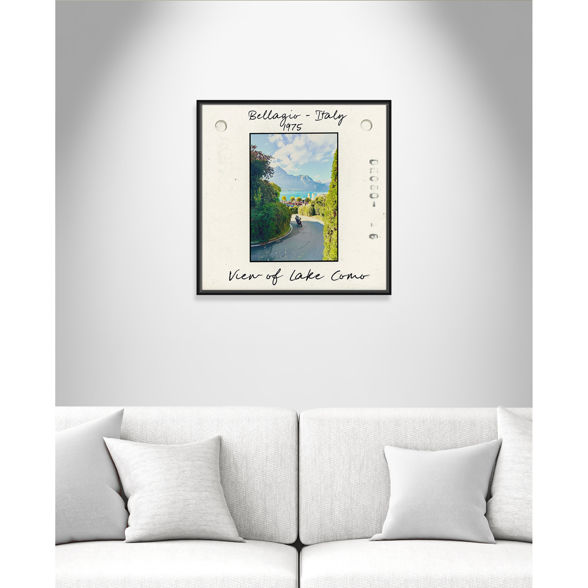 Belaggio, Italy - View of Lake Como Print by Susan Jill, 25.5" H x 25.5" W x 2" D, Black Floater Framed Canvas
