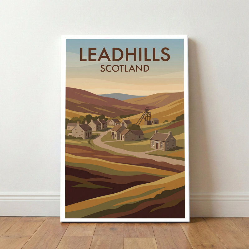 Leadhills, Scotland - Romantic Travel Poster Of Mining Village And Moorland. Giclee Print On Wrapped Canvas. Wall Art, Home Decor - Cities & Towns, Scotland - Wrapped Canvas Print