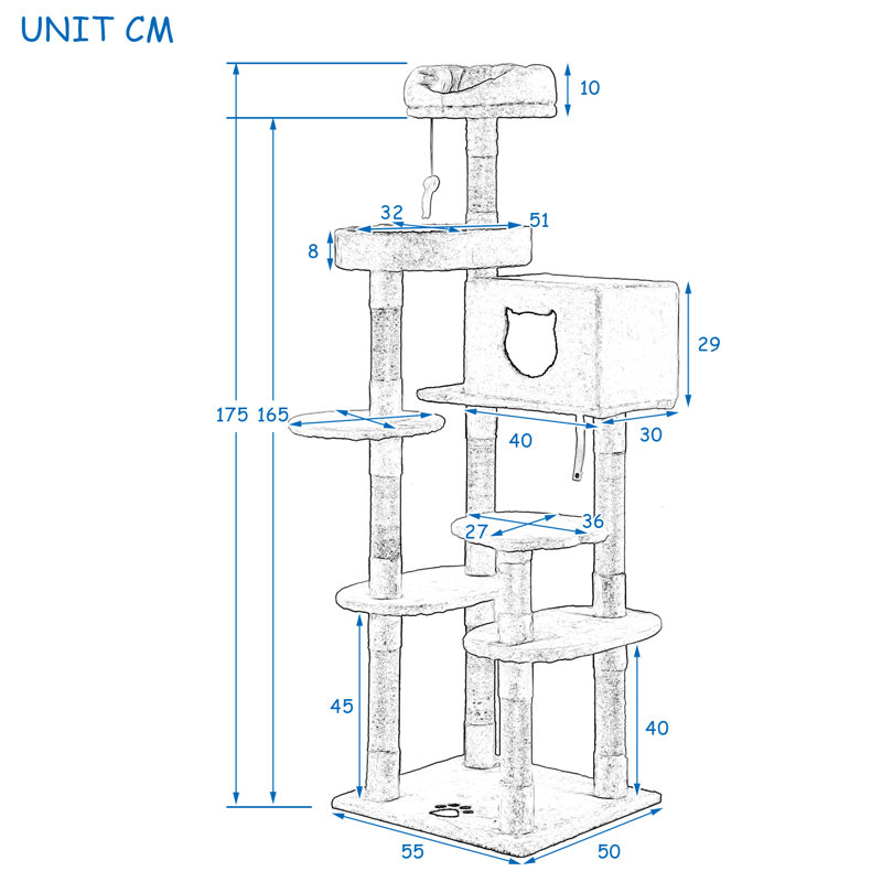 Sandi 175 cm H Cat Tree / Condo