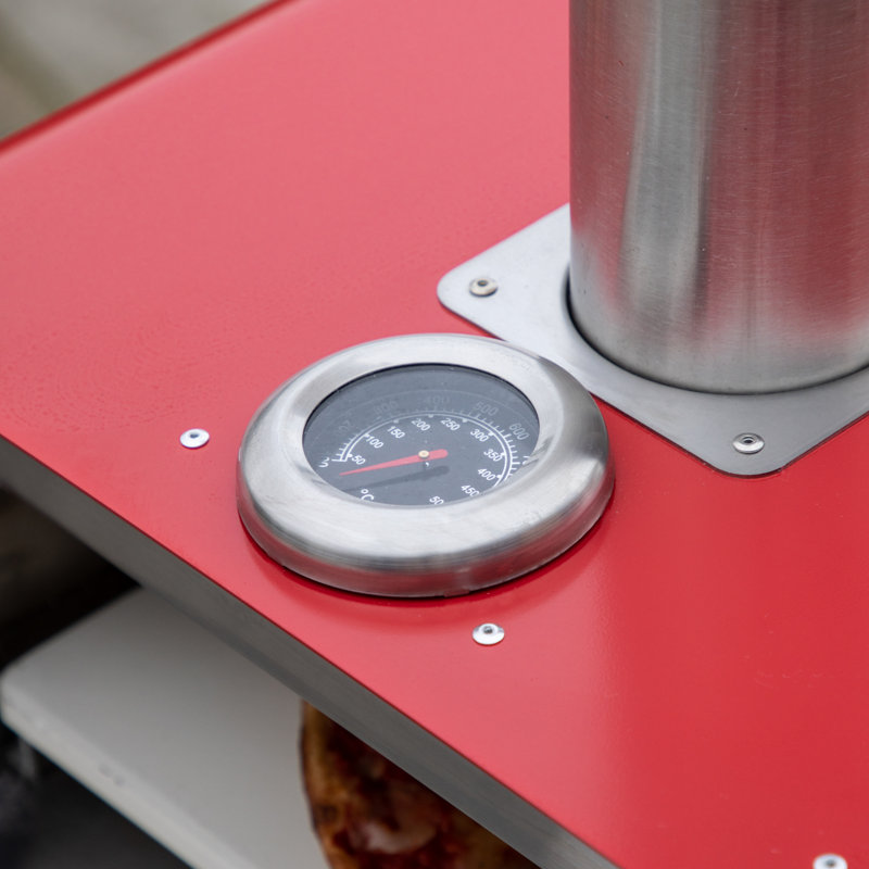 Dakota Fields Arendje Stainless Steel Free Standing Wood Burning Pizza Oven, Red