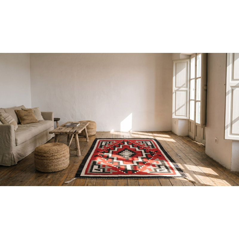 Tapis tissé à plat Bold Red Tribal
