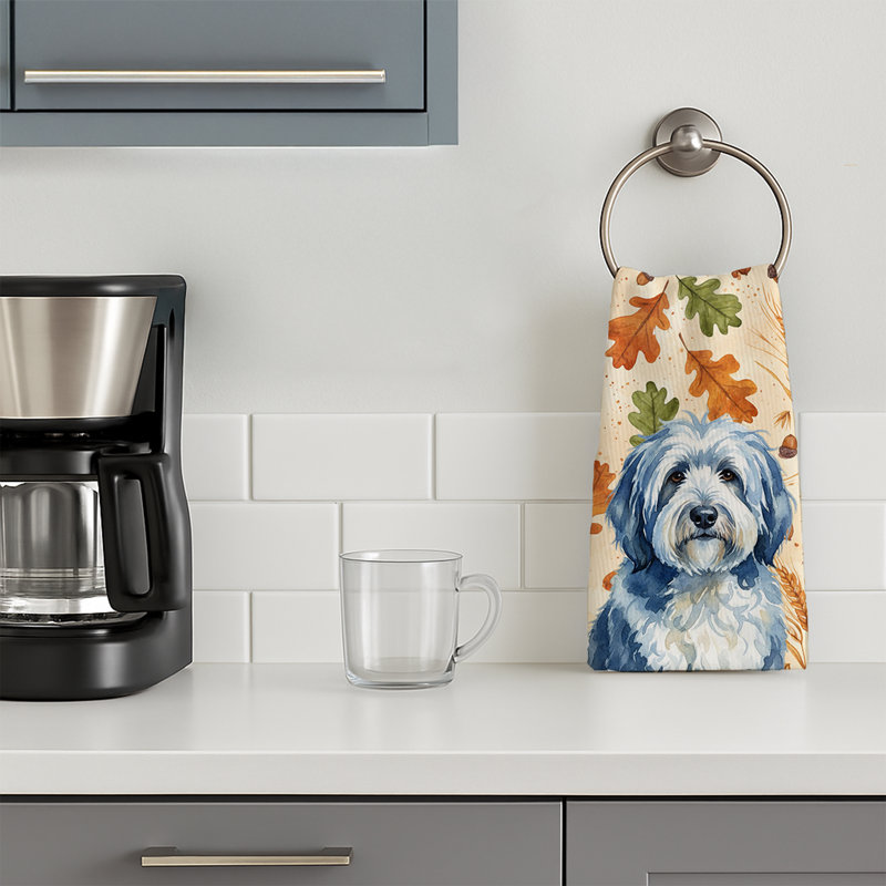Serviette de cuisine tricolore Sheltie, Blue and White Old English Sheepdog