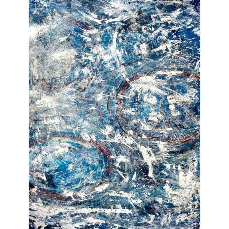 Big Blue On Giclee Canvas Hand Embellished Art, 40" H x 30" W x 1.5" D, Wrapped Canvas