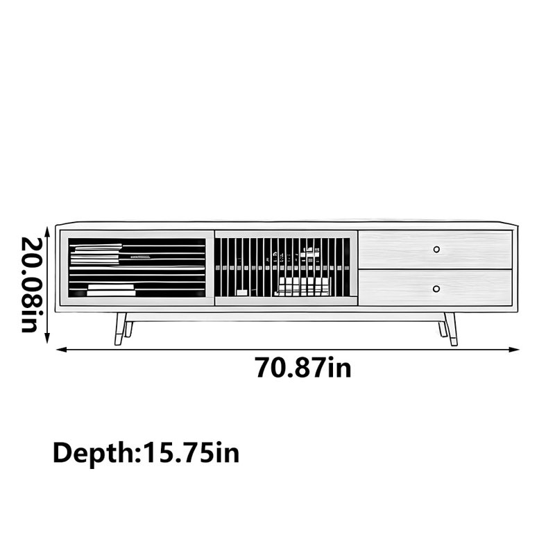 Meuble télé de style nordique, 70.87"