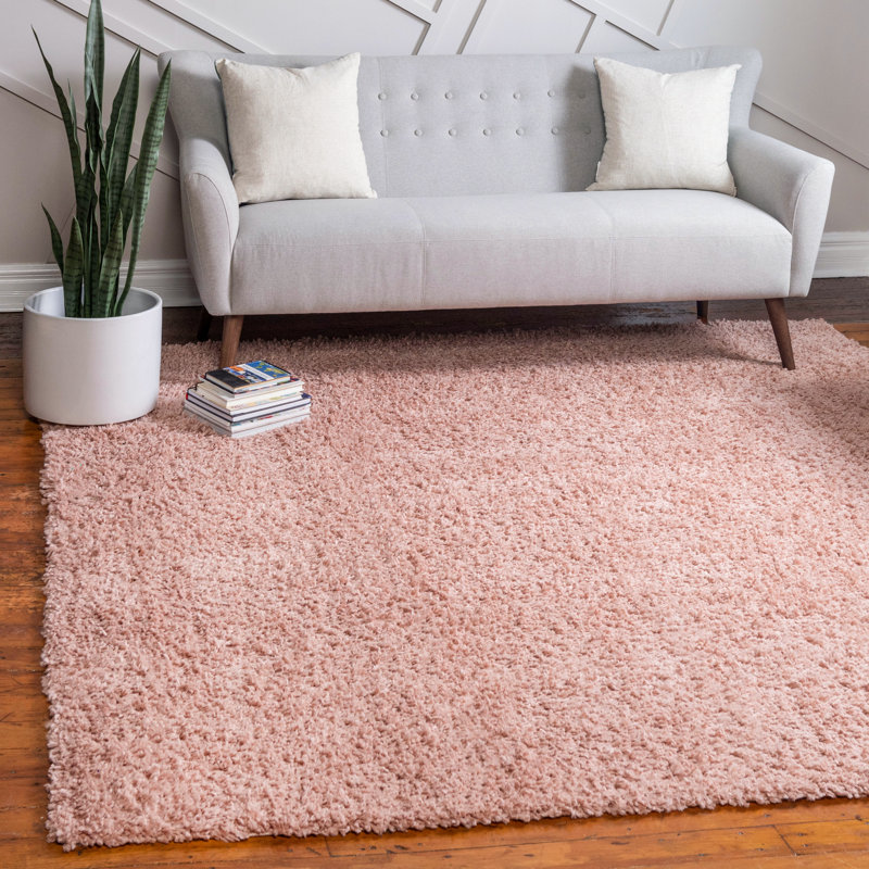 Tapis rose à poils longs Candas, Rectangle 7 pi 10 po x 10 pi