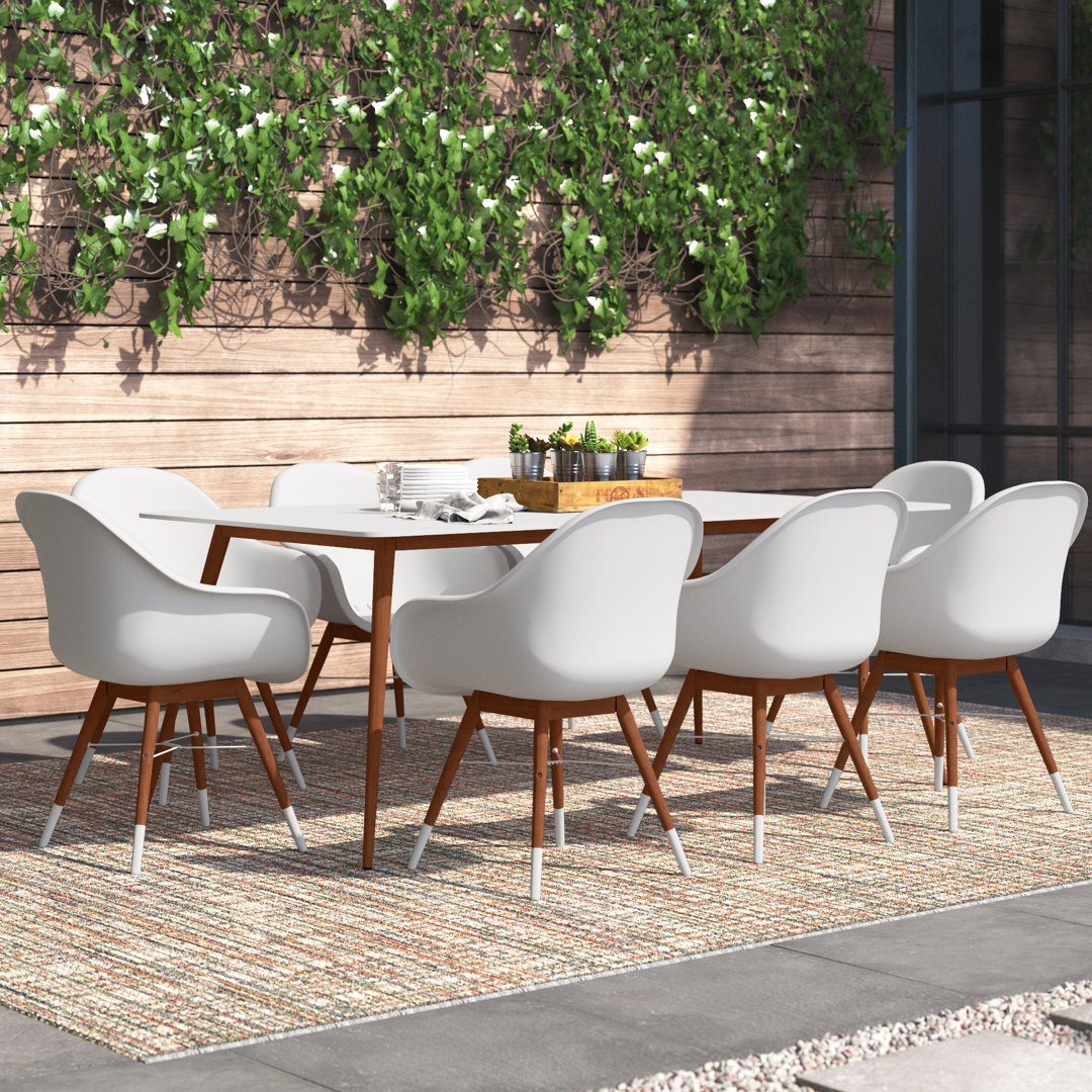 Anautica 8 - Person Wood Patio Dining Set with Rectangular Table Lark Manor™
