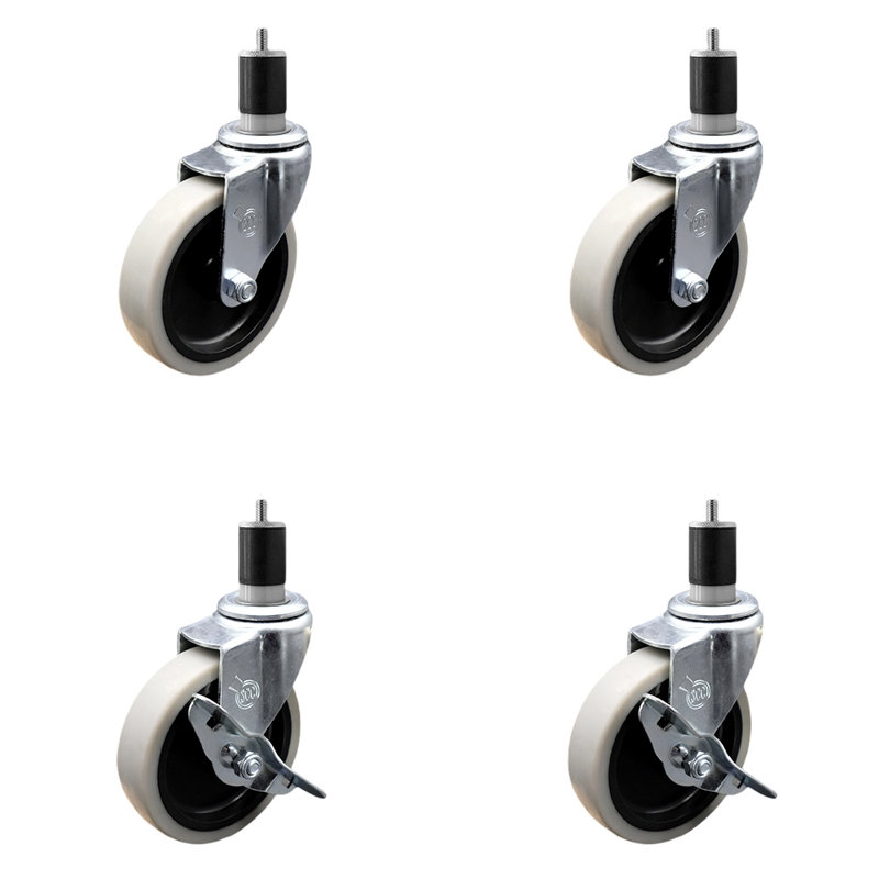 4 Piece Thermoplastic Caster Set with 2 Brakes