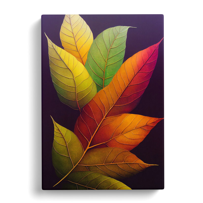 Leaves In Colour No.5 - Print, Wrapped Canvas, 50cm H x 35cm W, No Matte