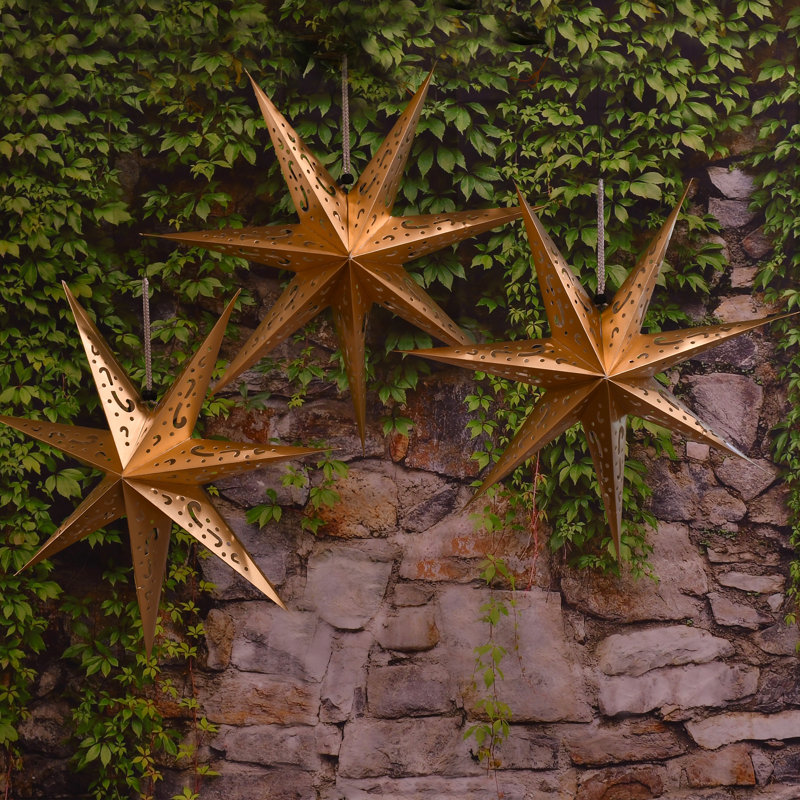 Star Hanging Lantern - 3 Piece, Gold