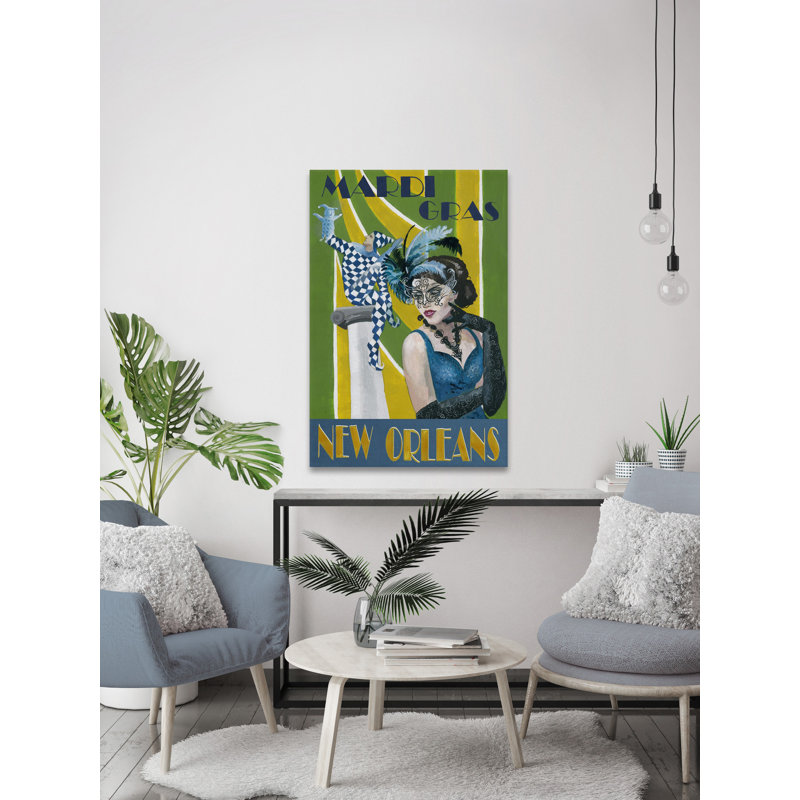 «Mask Mardi Gras» - Reproduction de publicité sur toile tendue, H 30 po x l 20 po x P 1,5 po