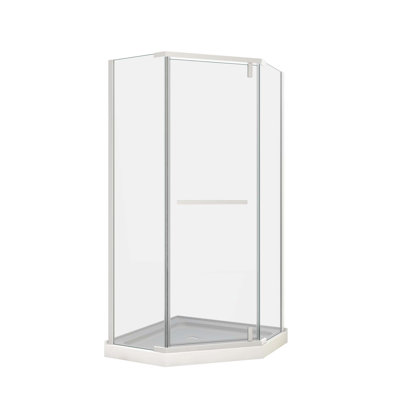 Pivot Shower Door,With Tempered Glass,Frameless Neo-Angle Pivot Shower Enclosure
