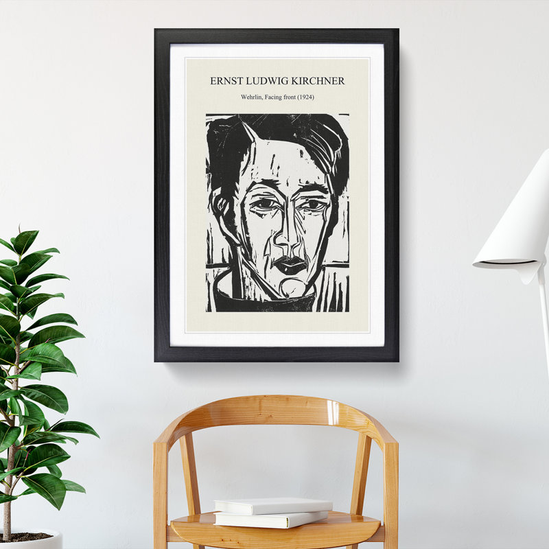Portrait of Wehrlin Print by Ernst Ludwig Kirchner - Picture Frame Painting, Black Framed, 48cm H x 36cm W x 2cm D
