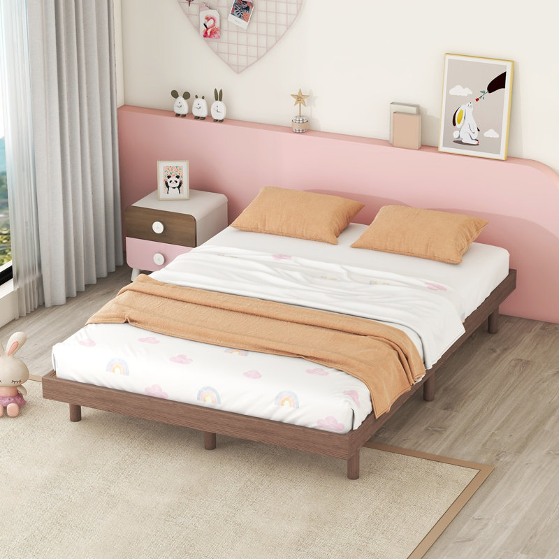 Structure de lit plateforme flottante de conception moderne (couleur grise), Gris