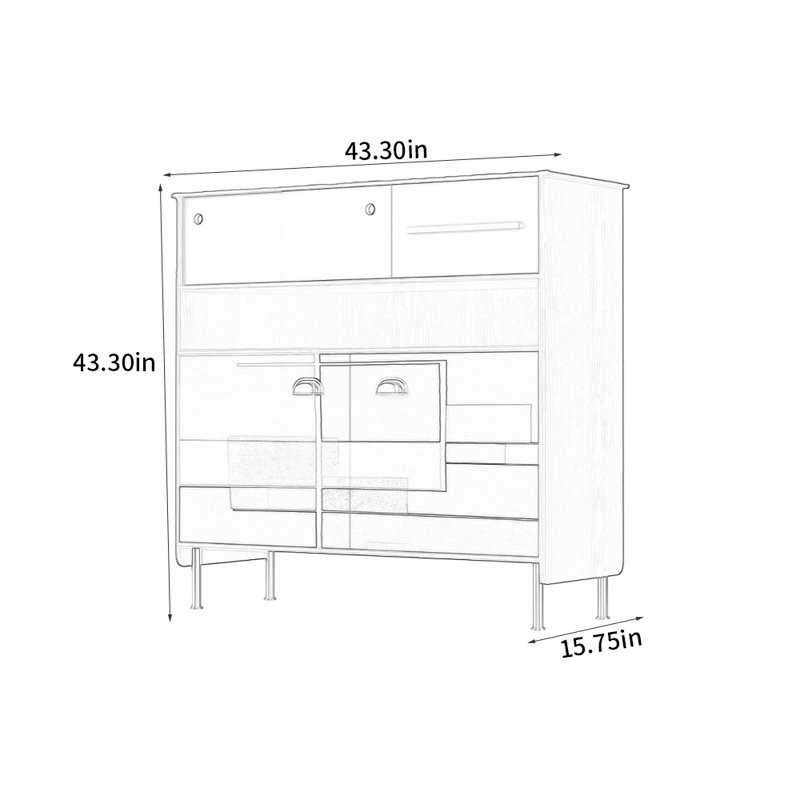 Armoire latérale de rangement multifonctionnelle, Noir / rouge / beige / jaune / bleu
