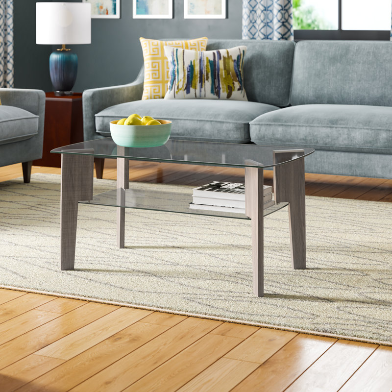 Armendariz Glass Top Coffee Table, 18" H x 41.4" W x 25.5" D