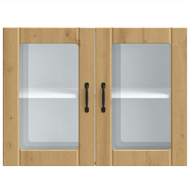 Kitchen Wall Cabinet With Glass Door Lucca Engineered Wood, Artisan Oak, 60cm H x 80cm W x 31cm D