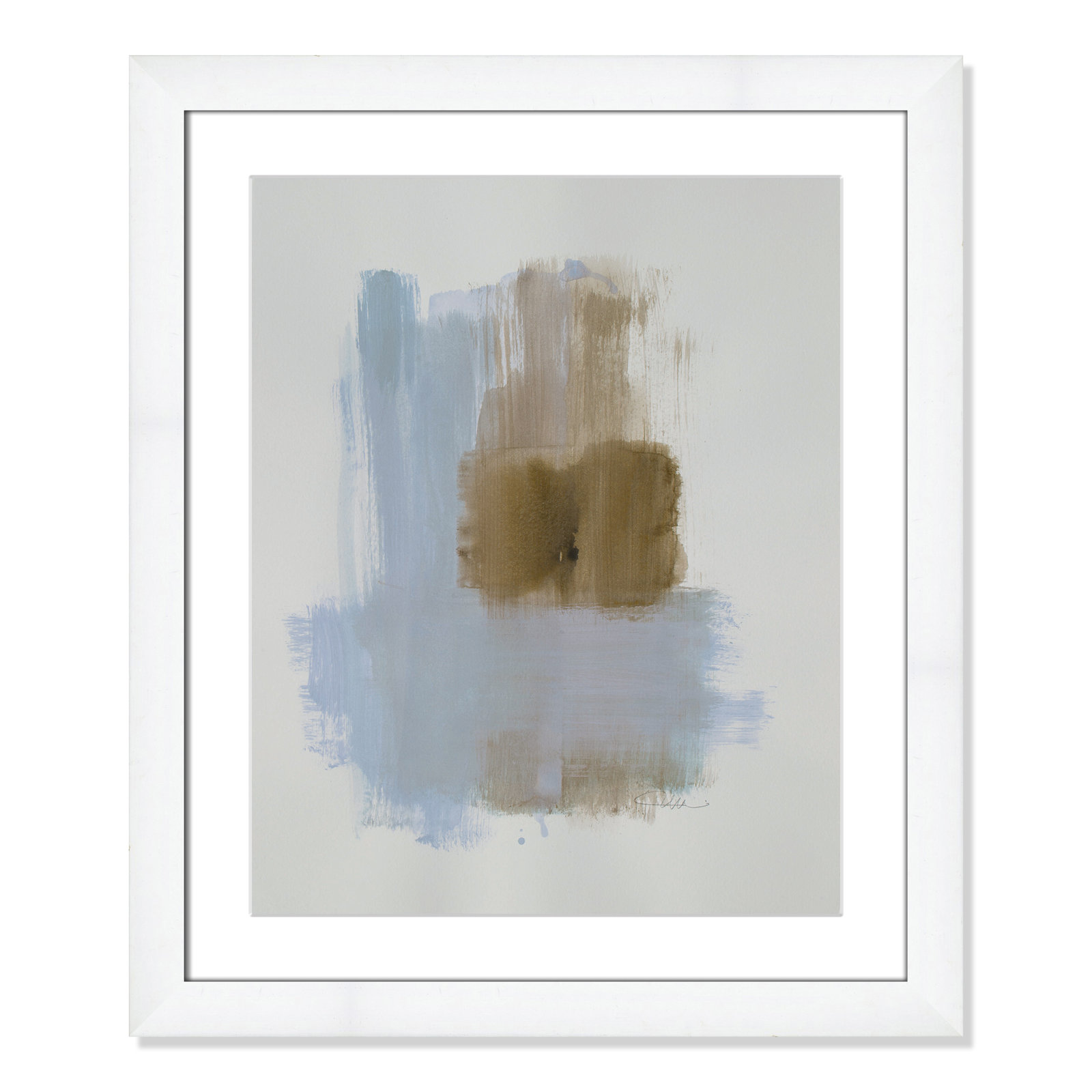 Esmeray "Powder Room Wash IV" Print, White Cube Frame Matted, 27" H x 23" W x 1.25" D  