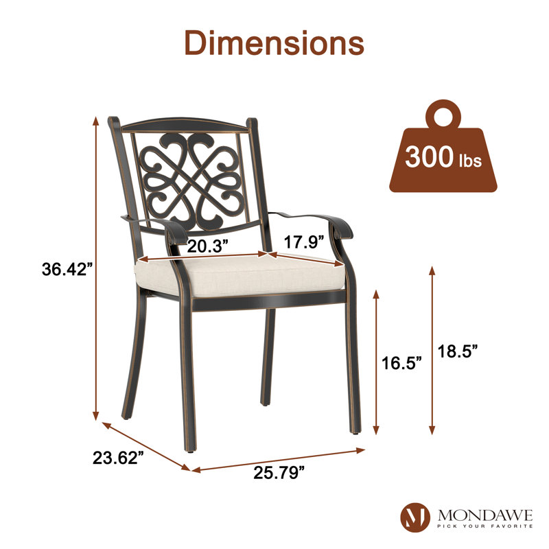 Chaise de patio empilable avec coussin, Beige