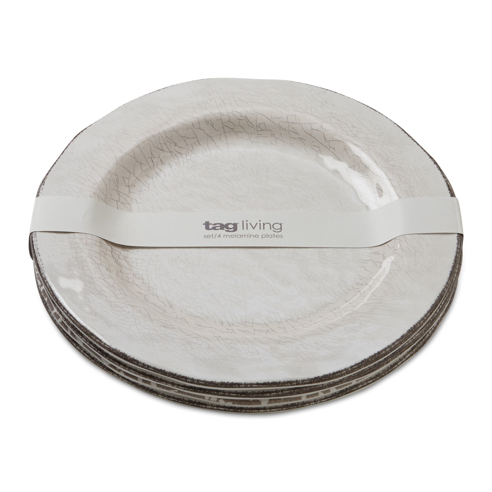 Veranda Melamine Salad Plate Set Of 4, Light Gray, 0.75" H x 10.75" L x 10.75" W