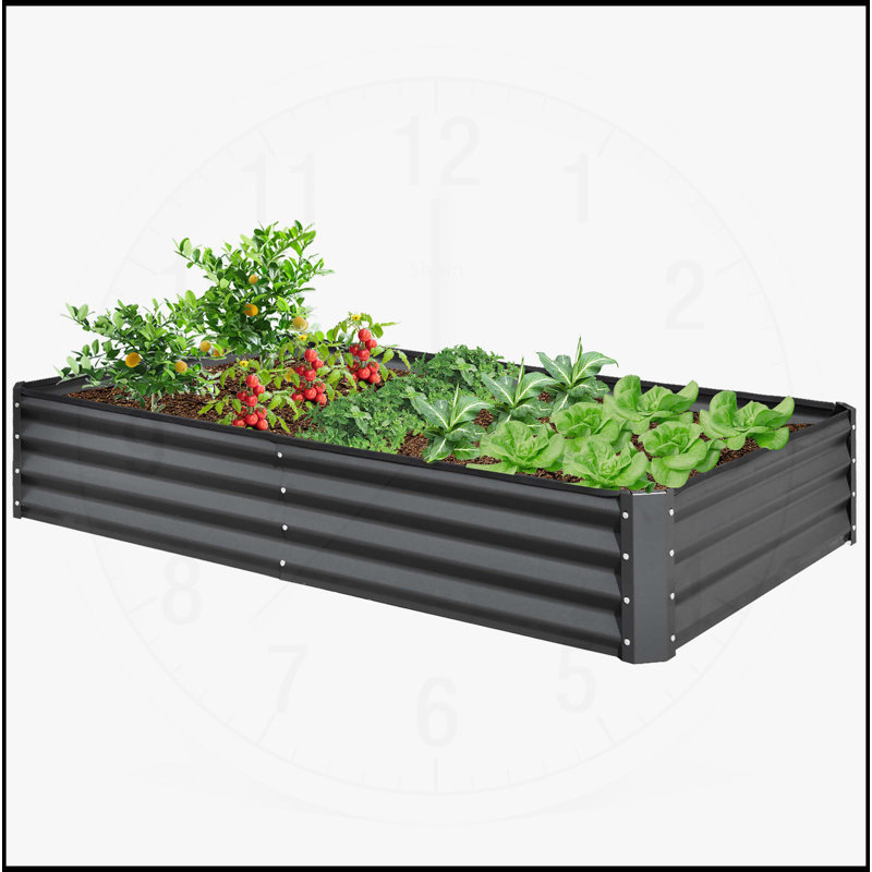 Galvanized Raised Garden Bed, Grey, 11.81" H x 70.87" W x 35.43" D