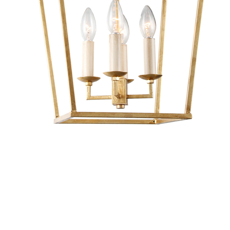 Lustre géométrique à 4 lumières Neslisah, Or, H 18,5 po x l 12,6 po x P 12,6 po