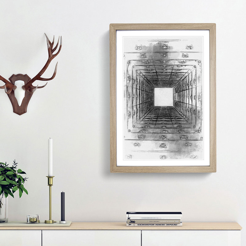 Sketching the Architecture Vol.34 - Picture Frame Drawing Print, 65cm H x 48cm W x 2cm D, Oak Framed