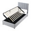 Lit plateforme simple tapissier avec système de rangement à levage hydraulique, tête de lit à rayures verticales, cadre de lit de rangement, gris-674559743