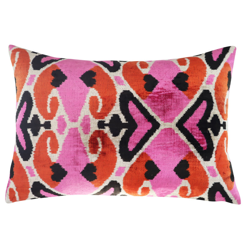 Velvet Rectangular Pillow Cover & Insert, Orange Geometric Shapes