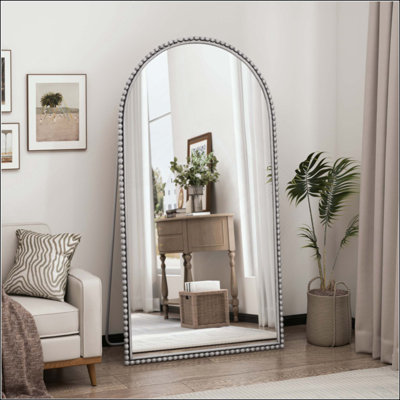 Iron Arch Retro Full Length Mirror With Supporting Feet, For Living Room, Bedroom