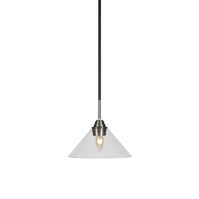 Luminaire suspendu en verre Paramount, Bulle transparente, H 9 po x l 10 po x P 10 po, Noir mat / laiton