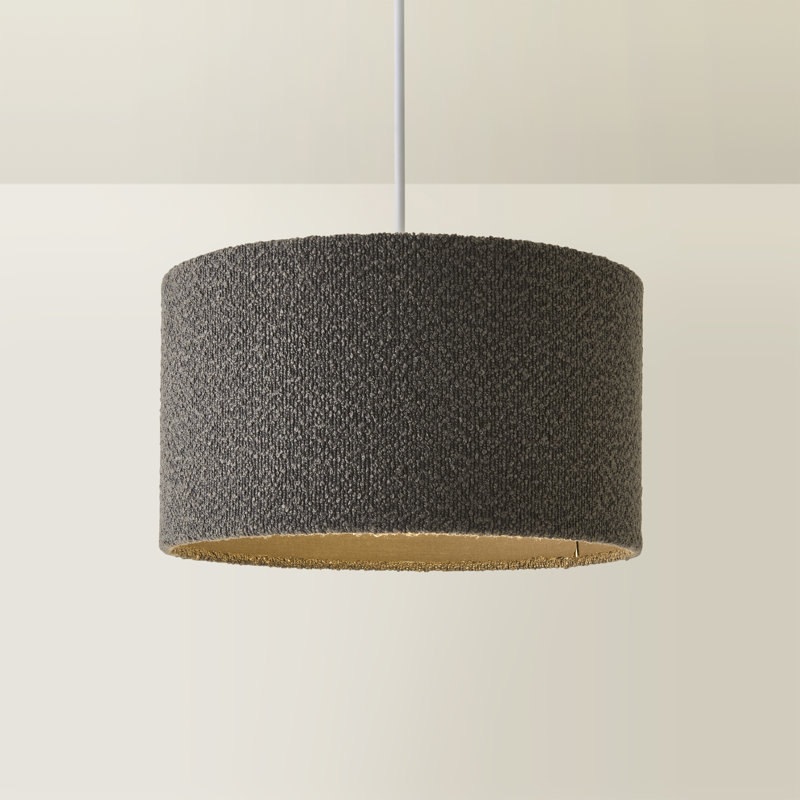 20cm H Cotton Drum Pendant Shade ( Screw On ), Dark Grey, 20cm H x 35cm W x 35cm D