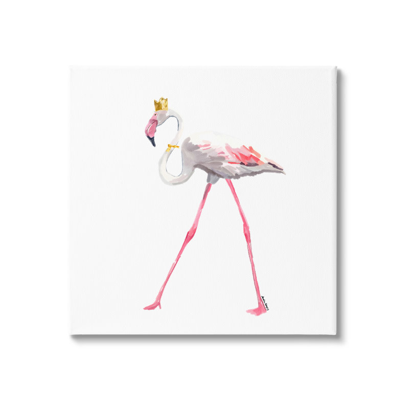 Flamant royal avec couronne par Amelia Noyes, H 24 po x l 24 po x P 1,5 po
