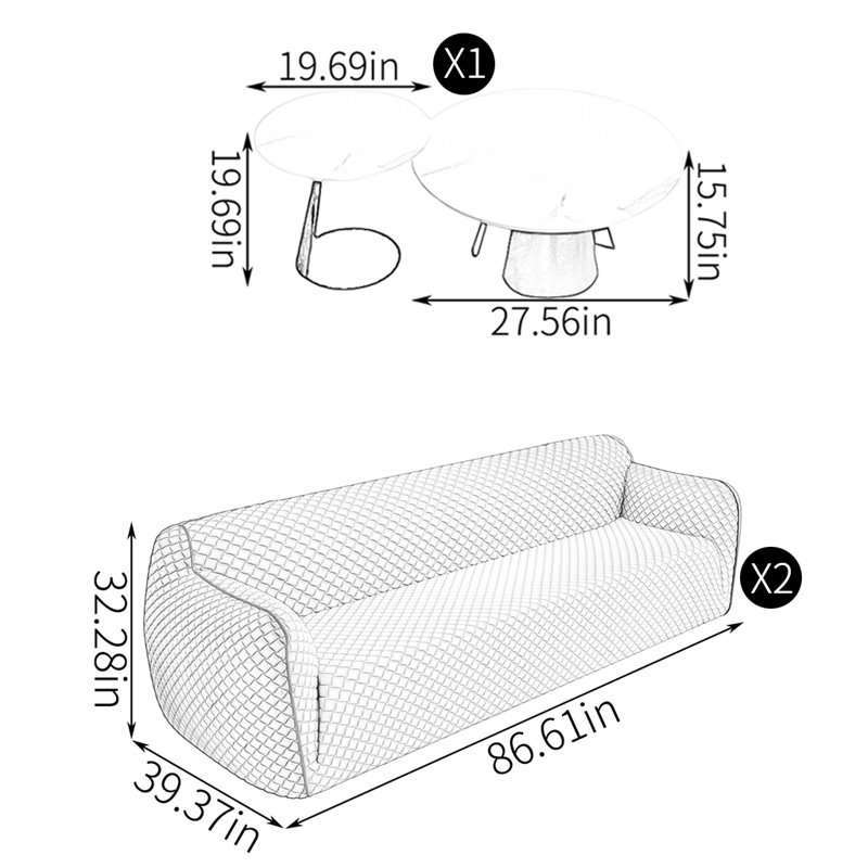 Combinaison de table basse créative avec lumière créative