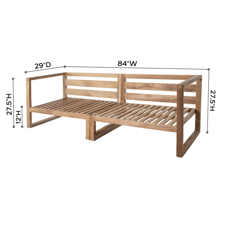 Jalyric 84'' Teak Outdoor Sofa, Navy