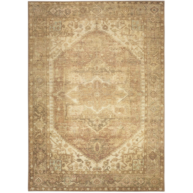 Herkimer Machine Washable Vintage Area Rug, Rectangle 4' x 6'