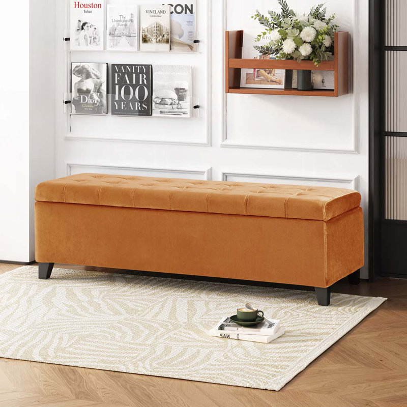 Flip Top Storage Bench, Burnt Orange