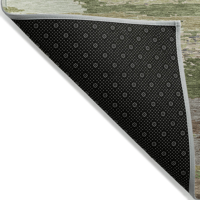 Tapis extérieur lavable abstrait vert olive 8 pi x 10 pi