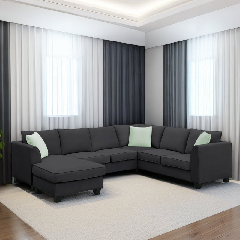 Canapé modulaire 7 places avec repose-pieds Navianna
