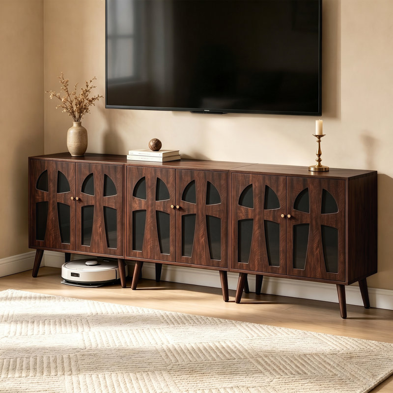 Buffet décoratif 31,5 po 2 portes Retro, Black/Walnut, 1