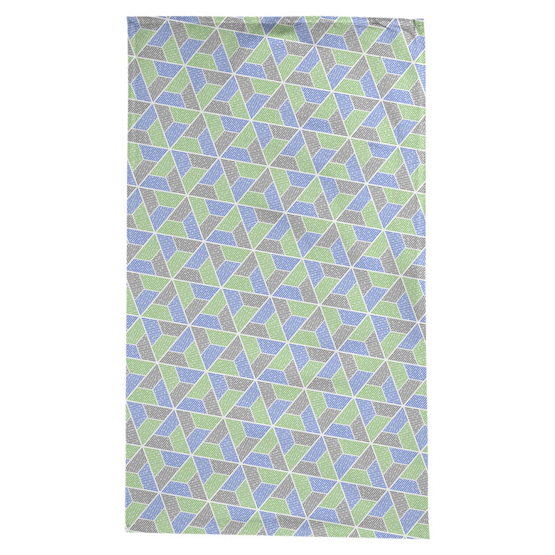 Leffel Trapezoids Tablecloth, Green/Blue/Gray