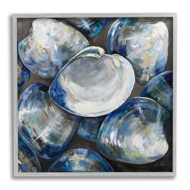 Clam Shells, peinture par Jeanette Vertentes, H 24 po x l 24 po x P 1,5 po, Estampe numérique Farmhouse