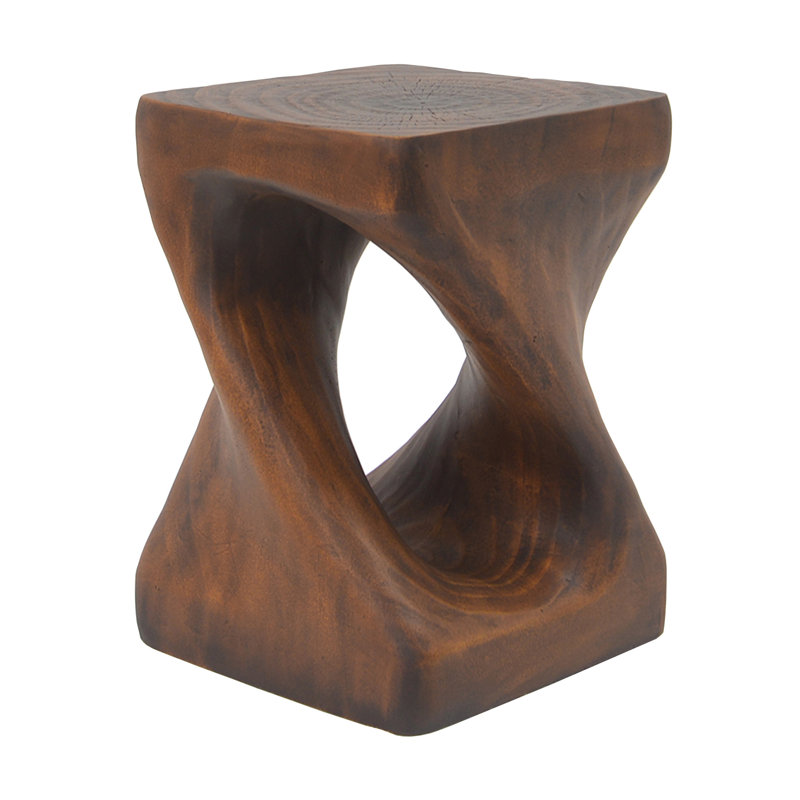 Twist Shape Side Table, Wood-Like Texture, Antique Brown