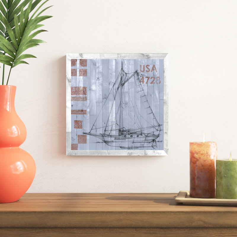 «Regatta I», peinture sur toile, H 12 po x l 12 po