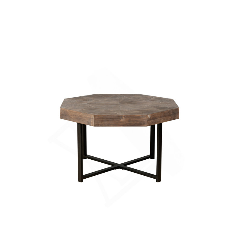 Table basse octogonale en bois avec patchwork de style campagnard 30 pouces