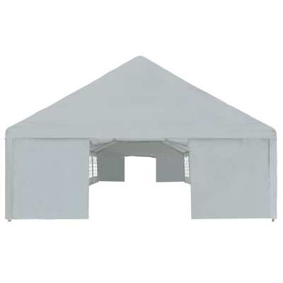 Grande tente pour fête en polyéthylène gris avec cadre en acier thermolaqué