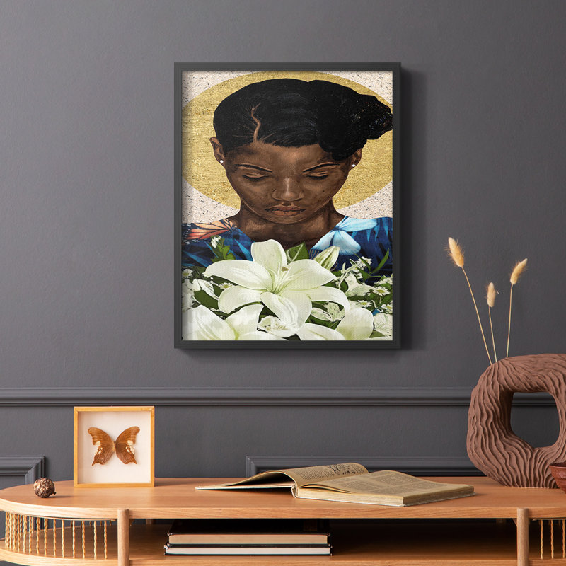 Méditation II, reproduction encadrée - bois massif, Noir, H 28 po x l 22 po
